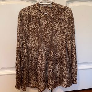 Liz Claiborne Brown Patterned Blouse